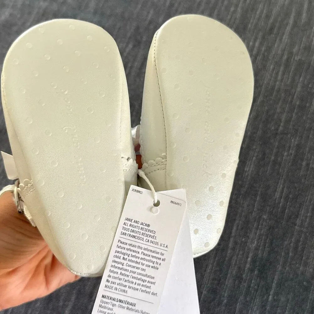 Janie & Jack Baby Bow Ballet Flat White Size 18-24 Months